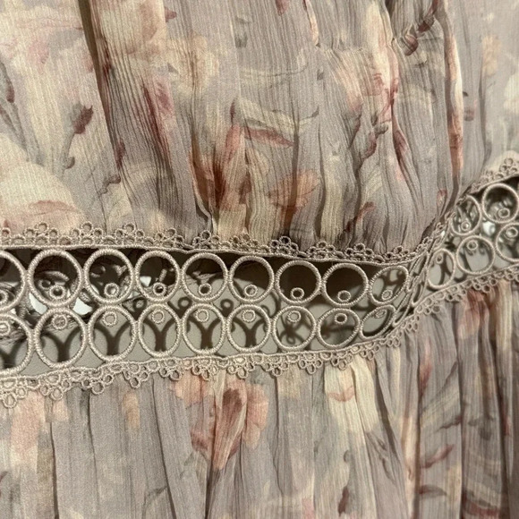 ZIMMERMANN Iris Floral Ruffle Long Sleeve Silk Pink Blouse size 1 - Picture 4 of 5